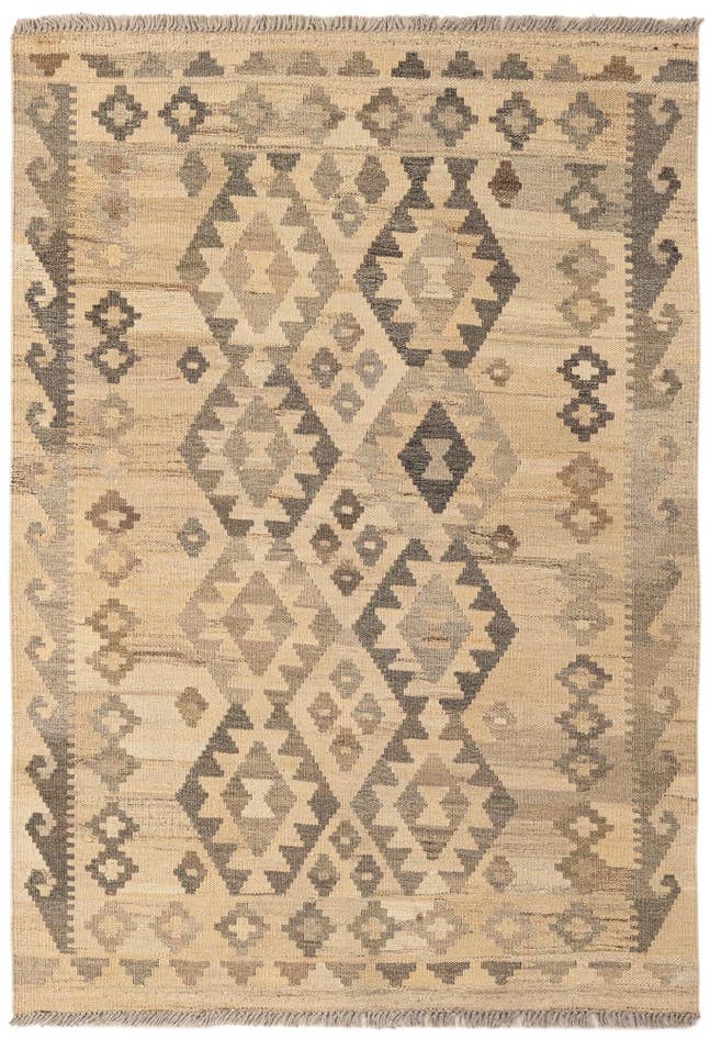 Detail image of 3' 5 x 4' 11 Hand Woven Kilim Maymana Wool Rug