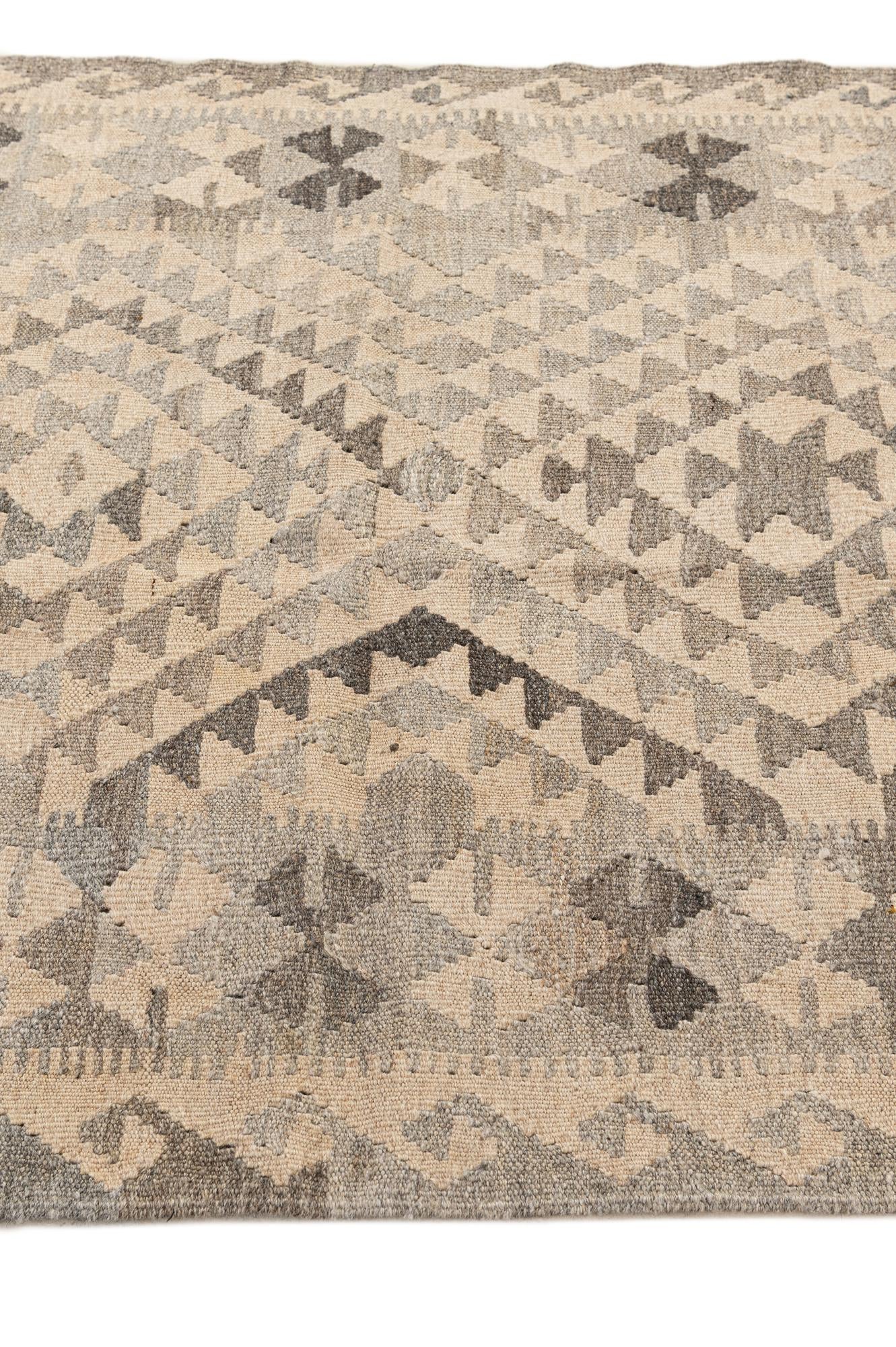 3' 6 x 4' 10 Hand Woven Kilim Maymana Wool Rug