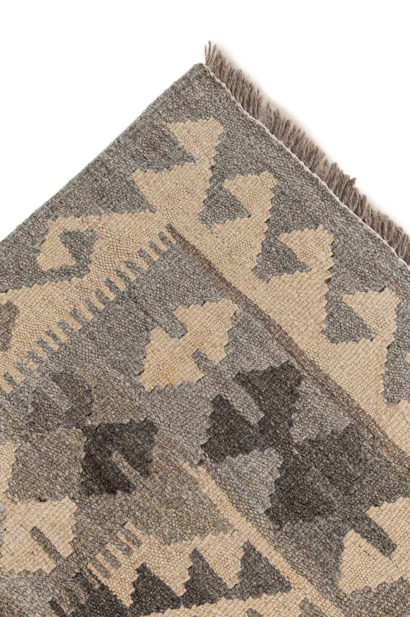 3' 6 x 4' 10 Hand Woven Kilim Maymana Wool Rug