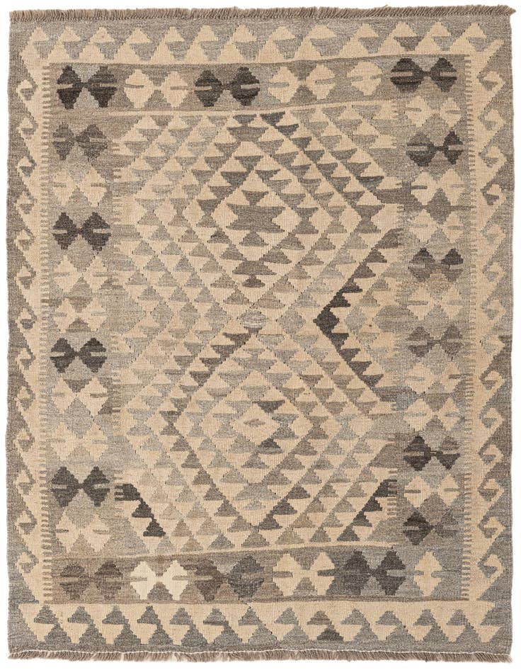 Detail image of 3' 6 x 4' 10 Hand Woven Kilim Maymana Wool Rug