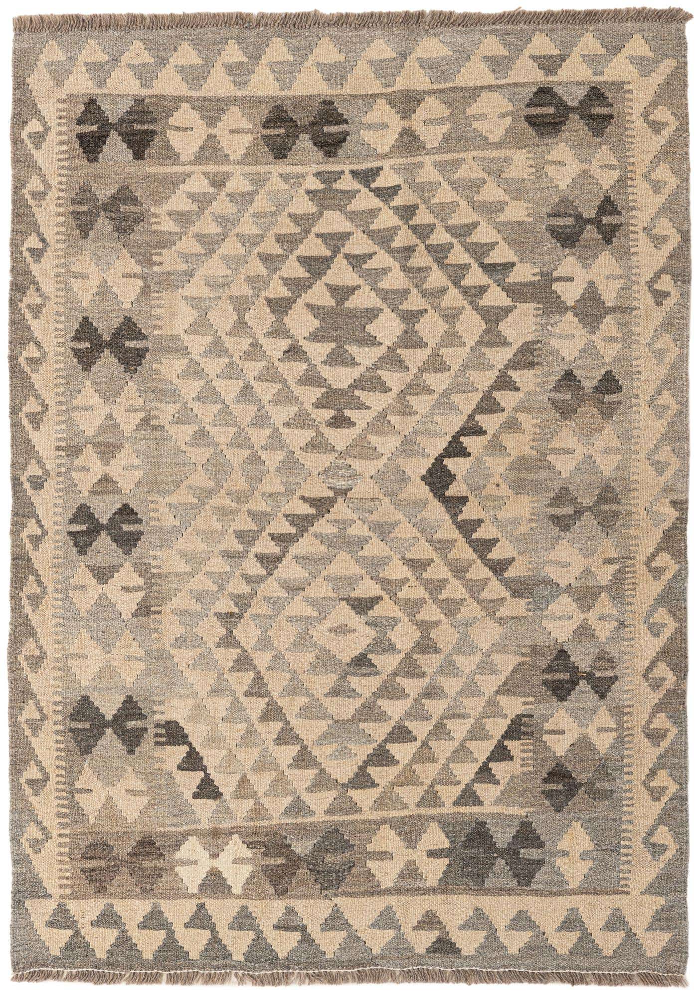 3' 6 x 4' 10 Hand Woven Kilim Maymana Wool Rug
