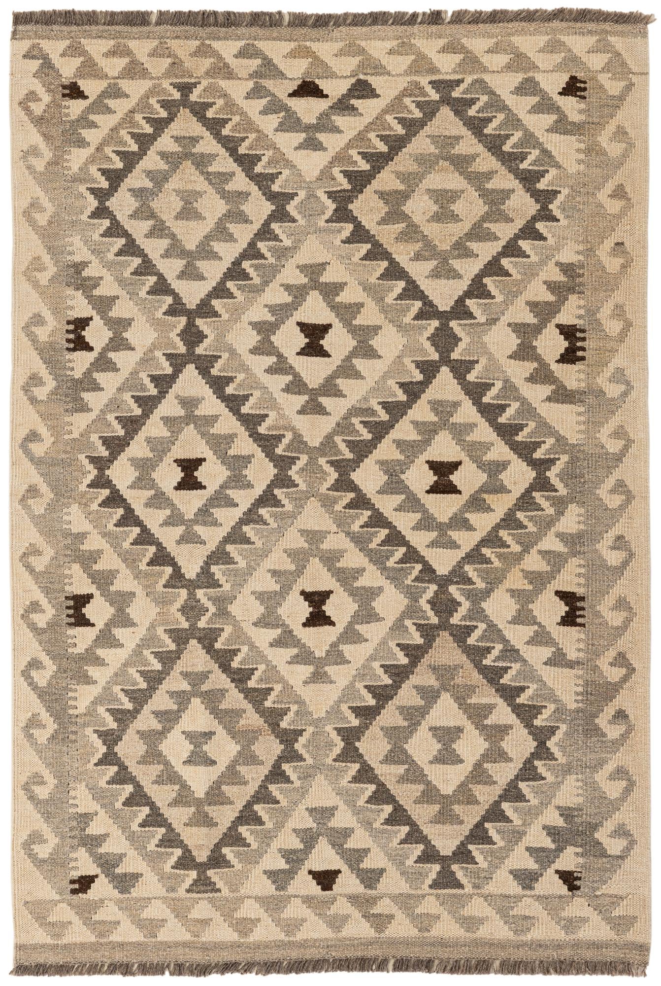 3' 6 x 5' 3 Hand Woven Kilim Maymana Wool Rug