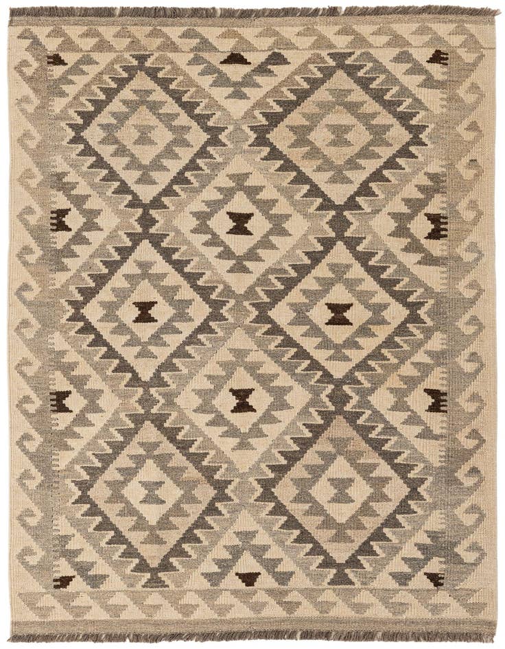 Detail image of 3' 6 x 5' 3 Hand Woven Kilim Maymana Wool Rug