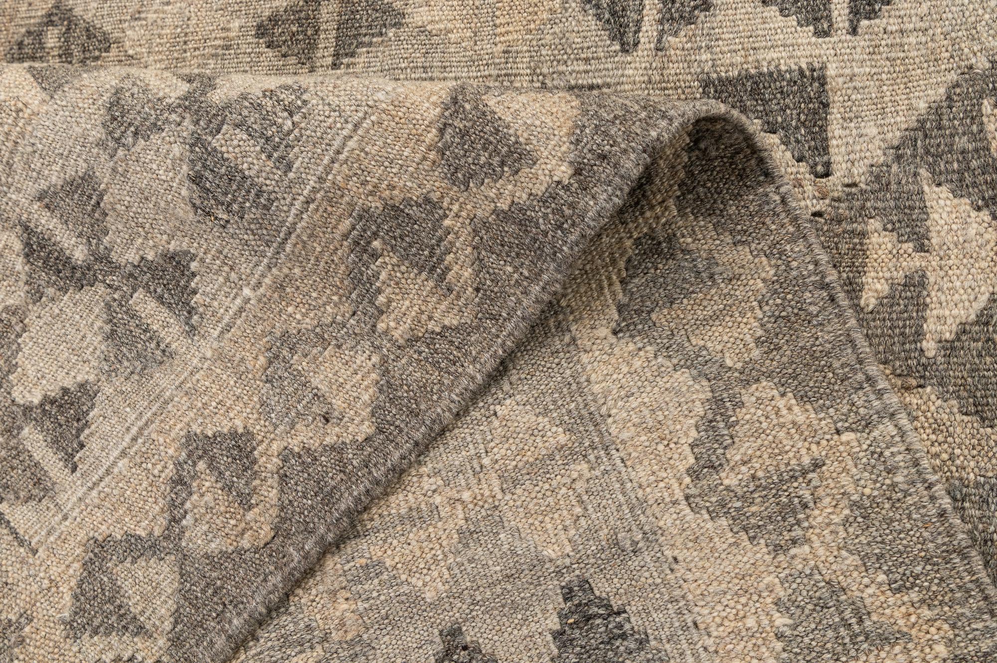 3' 7 x 5' 3 Hand Woven Kilim Maymana Wool Rug