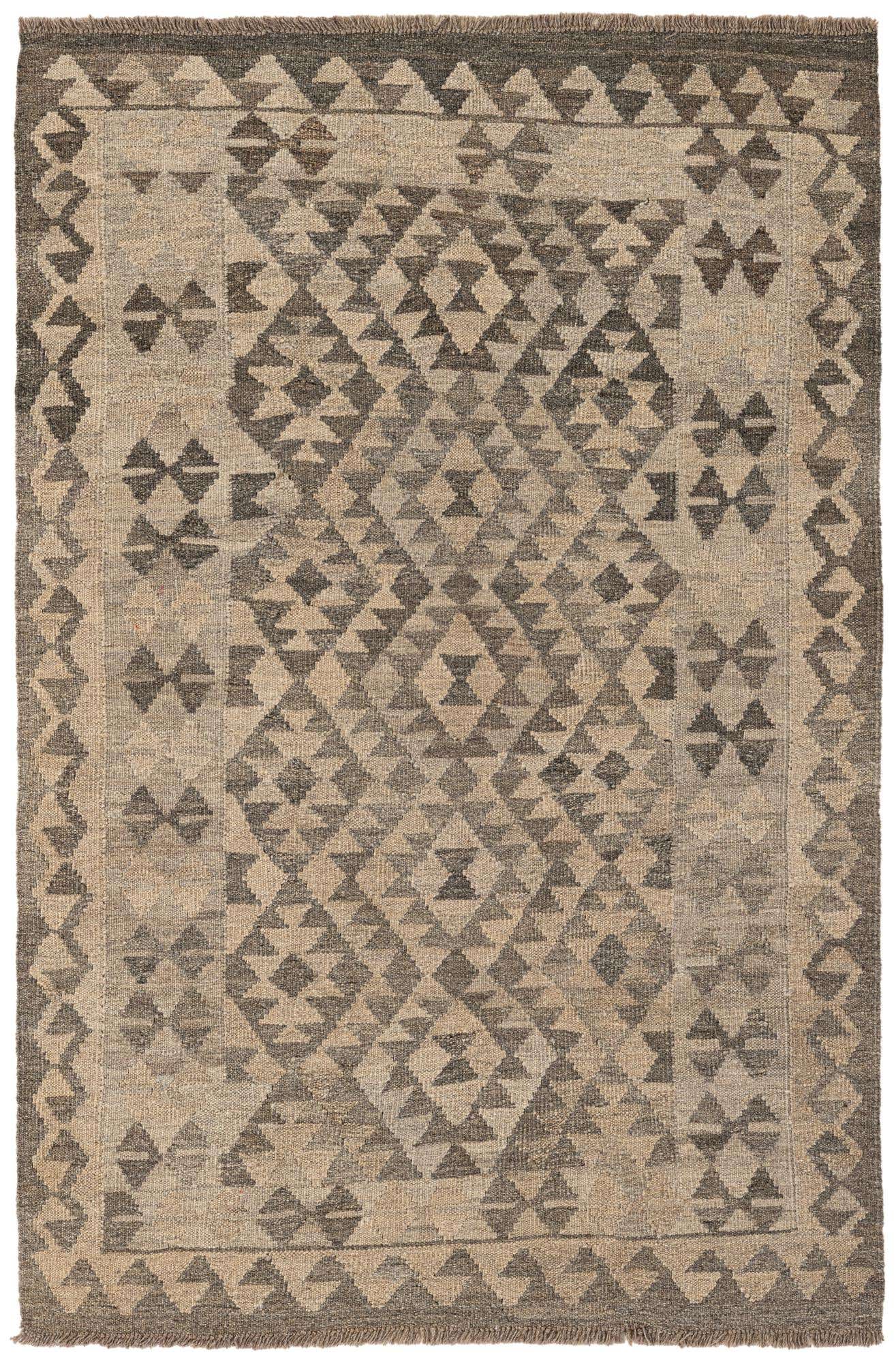 3' 7 x 5' 3 Hand Woven Kilim Maymana Wool Rug