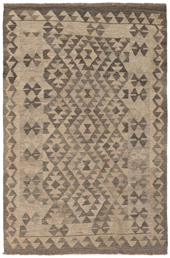 3' 7 x 5' 3 Hand Woven Kilim Maymana Wool Rug