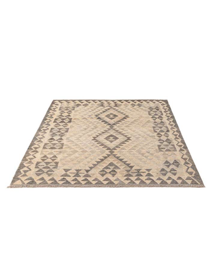 4' x 5' 9 Hand Woven Kilim Maymana Wool Rug
