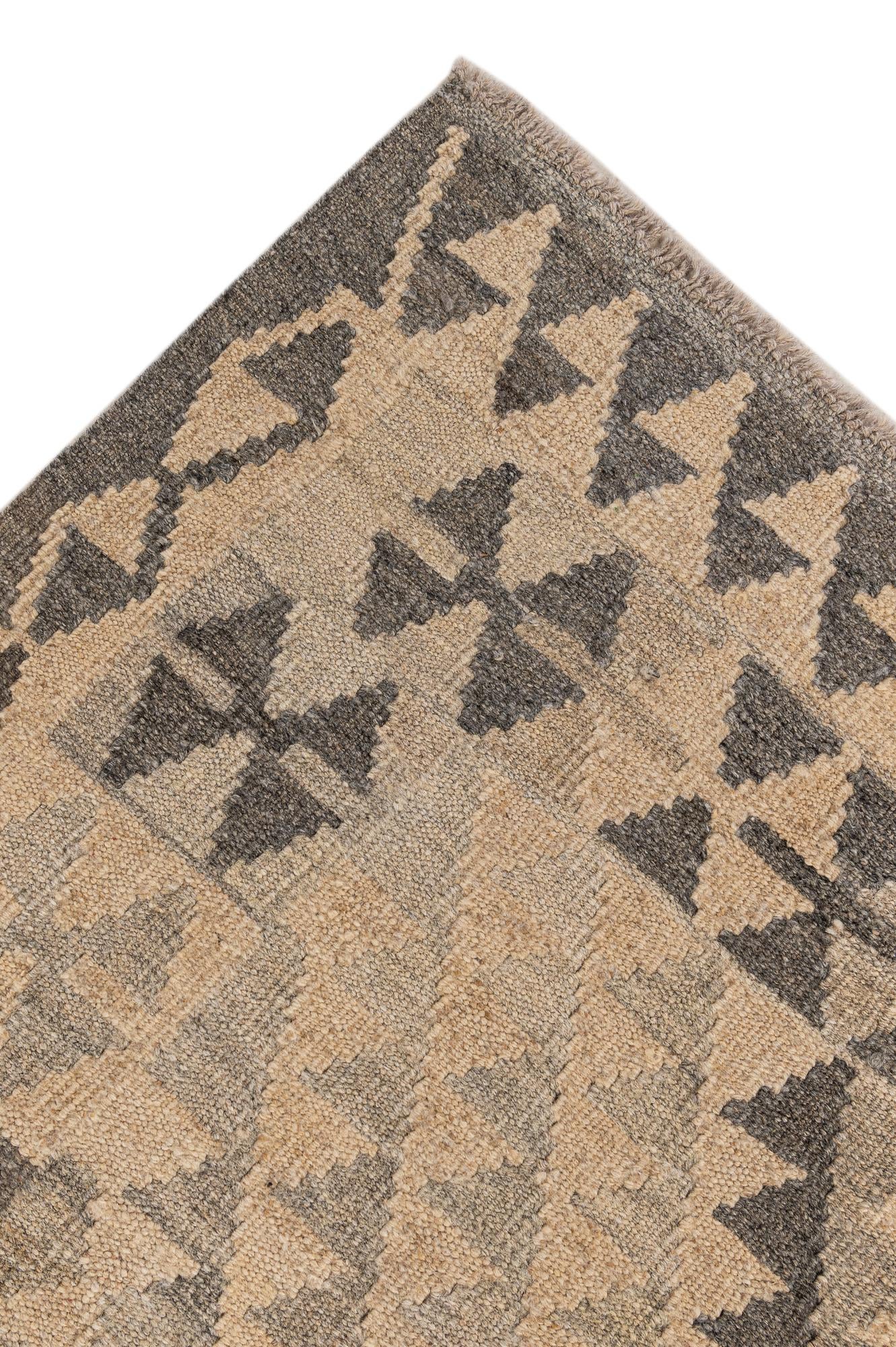 4' x 5' 9 Hand Woven Kilim Maymana Wool Rug