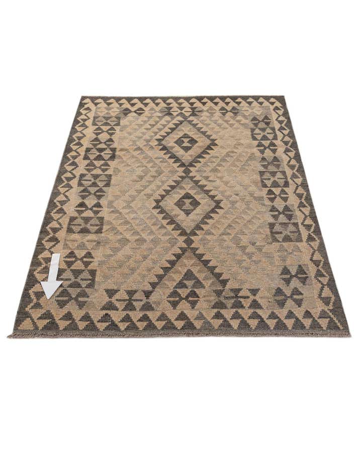 4' x 5' 9 Hand Woven Kilim Maymana Wool Rug