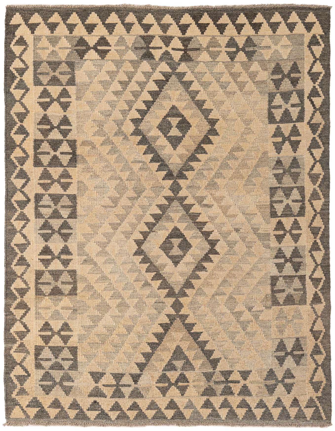 4' x 5' 9 Hand Woven Kilim Maymana Wool Rug
