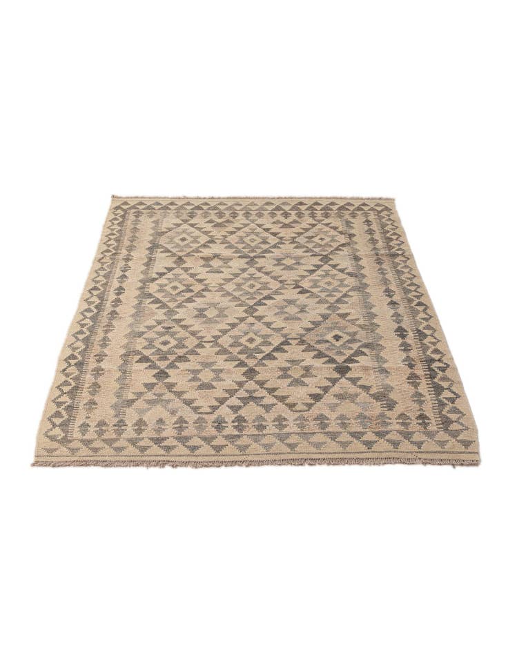 Detail image of 3' 10 x 5' 10 Hand Woven Kilim Maymana Wool Rug