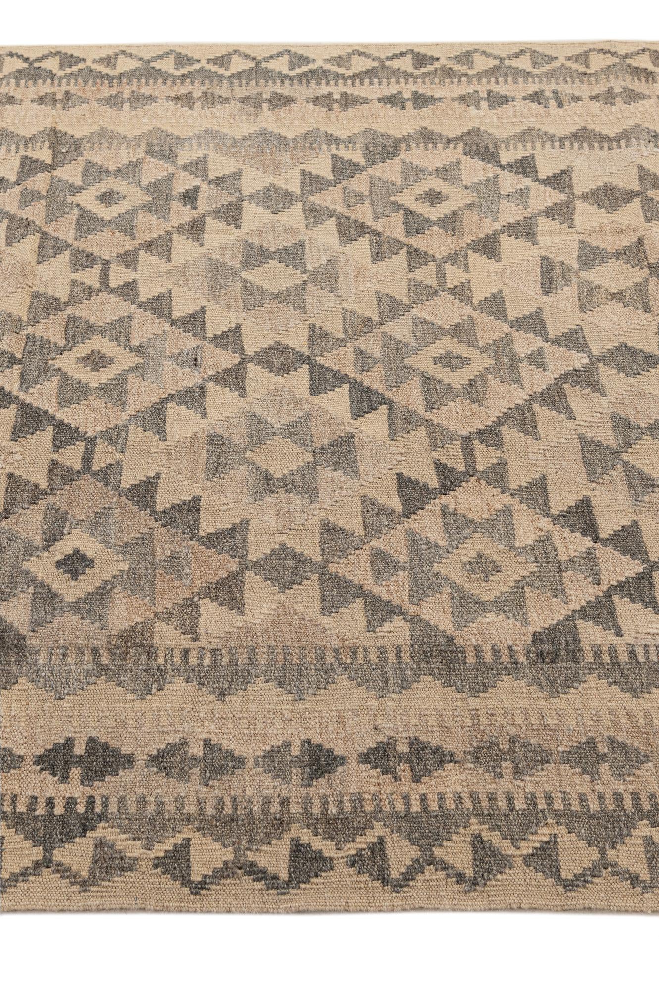 3' 10 x 5' 10 Hand Woven Kilim Maymana Wool Rug