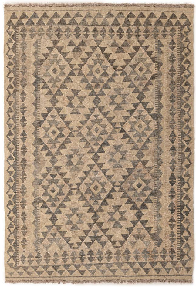 Detail image of 3' 10 x 5' 10 Hand Woven Kilim Maymana Wool Rug