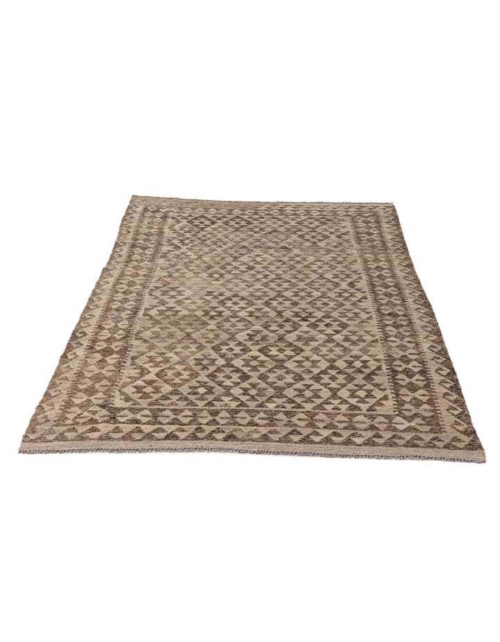 4' 2 x 6' 5 Hand Woven Kilim Maymana Wool Rug