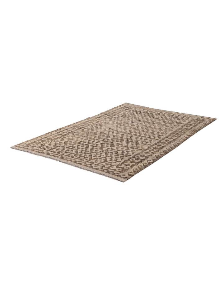 4' 2 x 6' 5 Hand Woven Kilim Maymana Wool Rug