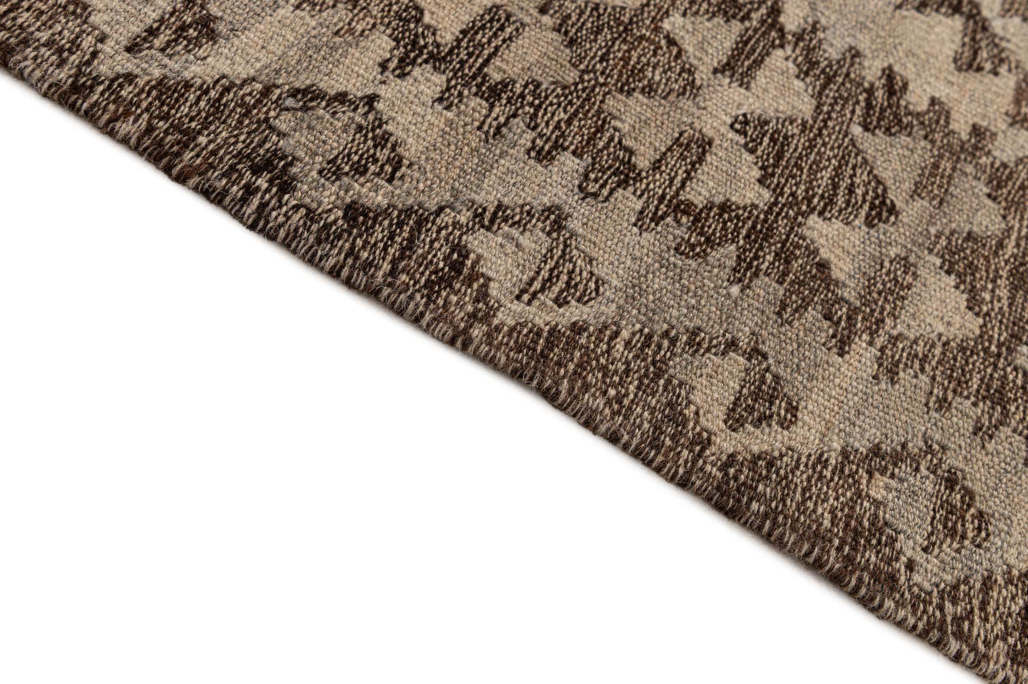 4' 2 x 6' 5 Hand Woven Kilim Maymana Wool Rug