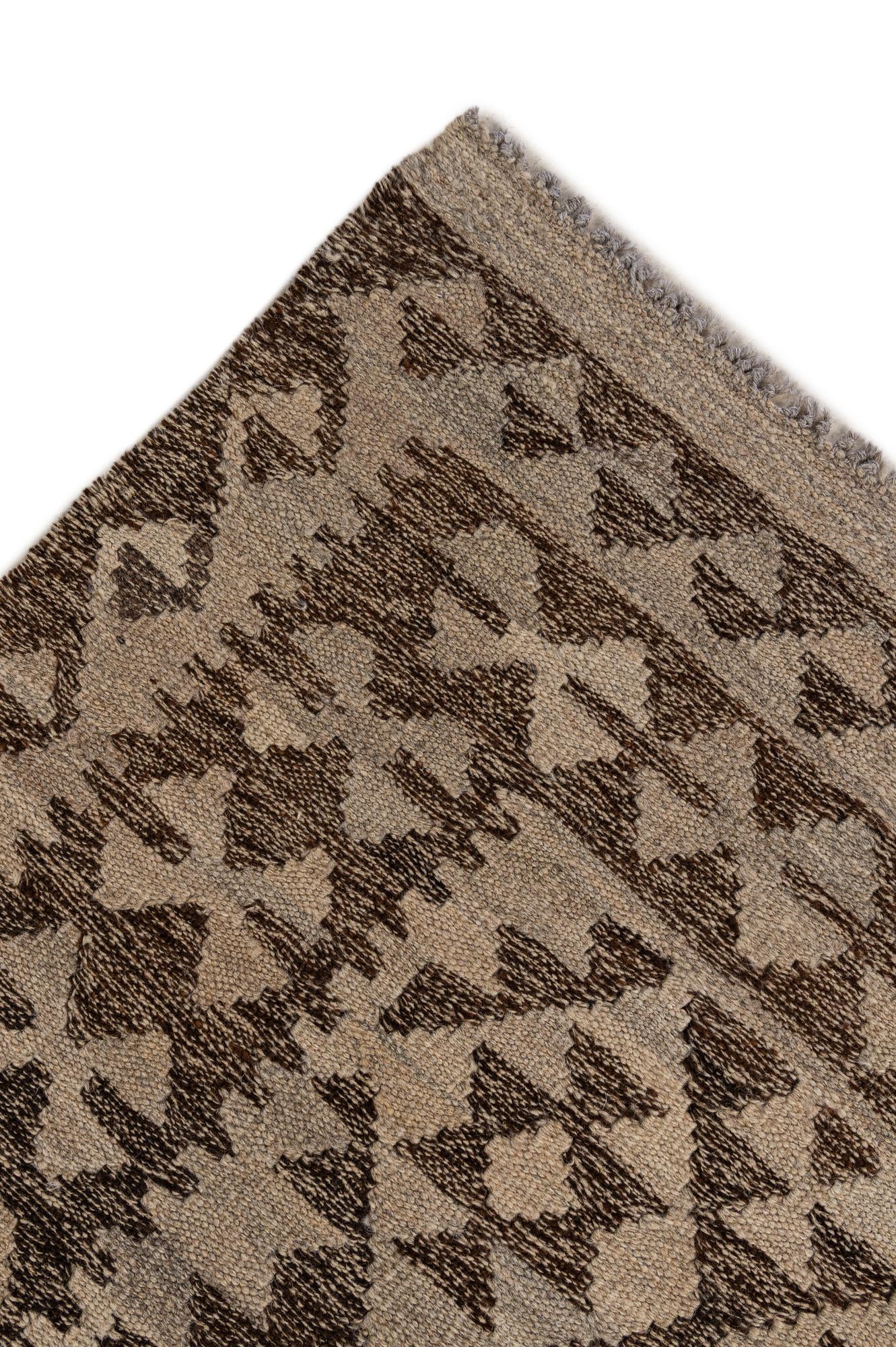 4' 2 x 6' 5 Hand Woven Kilim Maymana Wool Rug
