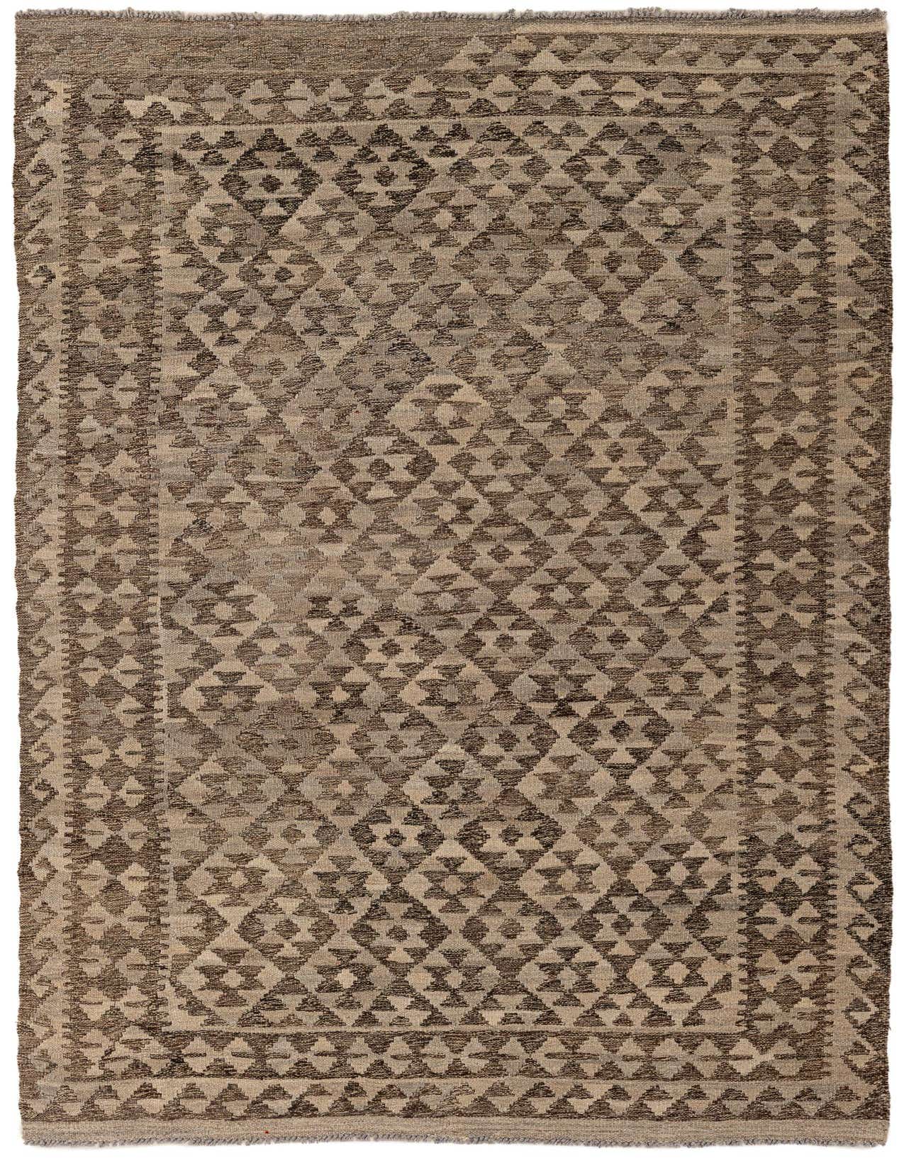 4' 2 x 6' 5 Hand Woven Kilim Maymana Wool Rug