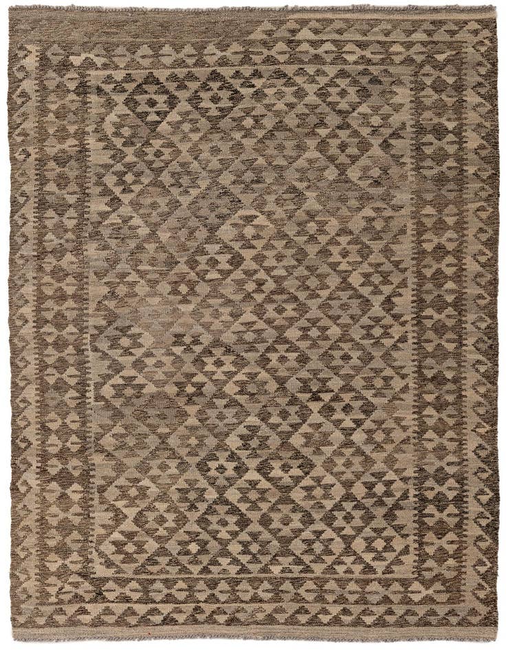 Detail image of 4' 2 x 6' 5 Hand Woven Kilim Maymana Wool Rug