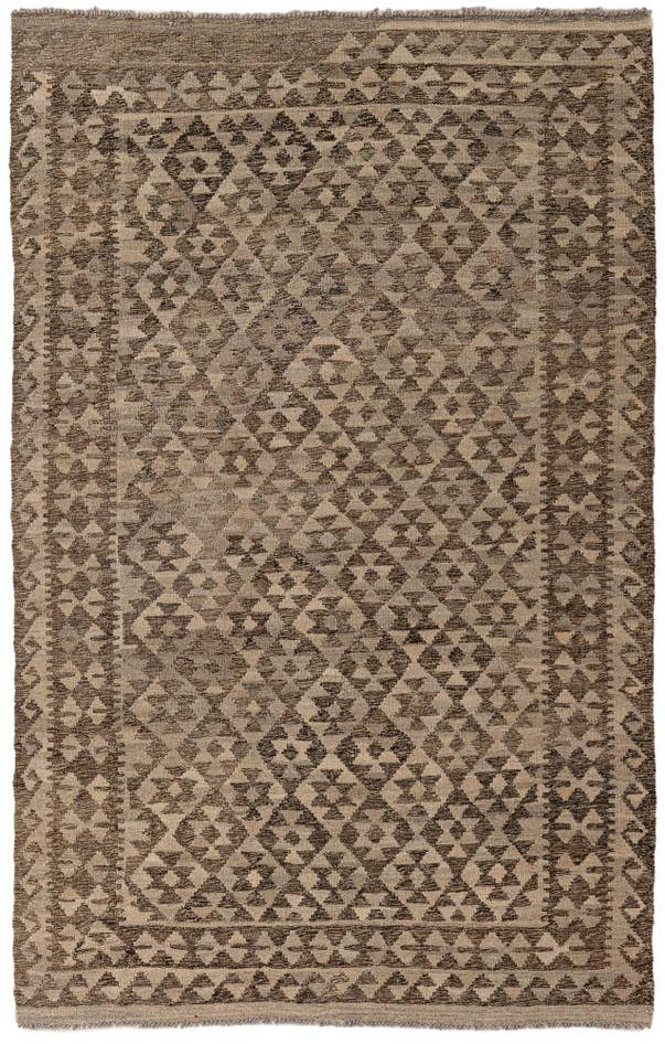 Detail image of 4' 2 x 6' 5 Hand Woven Kilim Maymana Wool Rug