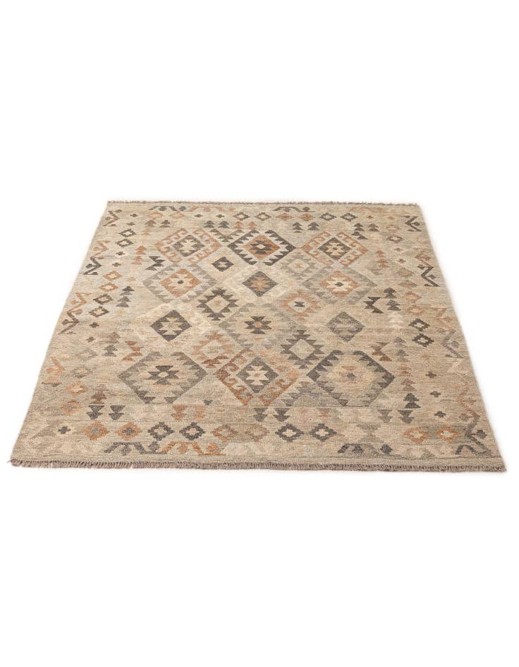 Detail image of 5' 1 x 6' 5  Hand Woven Kilim Maymana Wool Rug