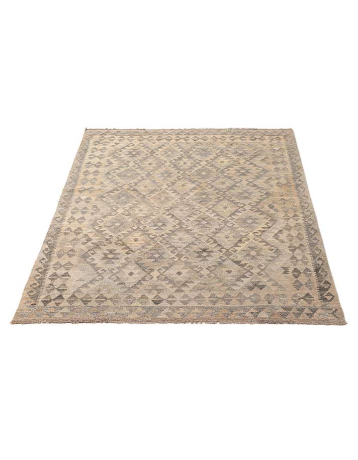 4' 10 x 6' 7 Hand Woven Kilim Maymana Wool Rug