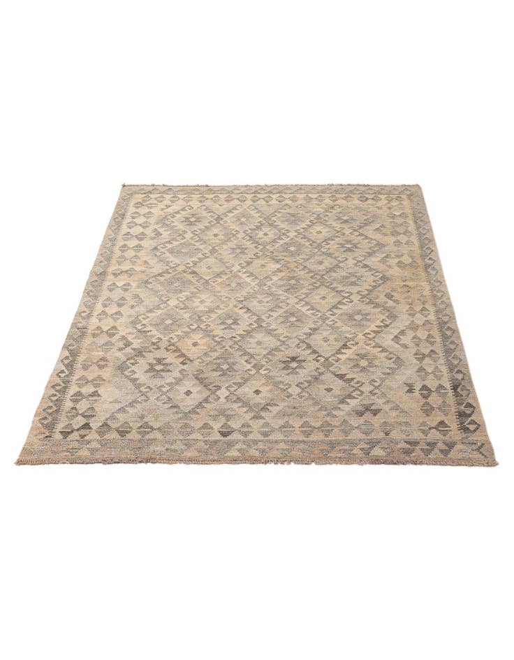 Detail image of 4' 10 x 6' 7 Hand Woven Kilim Maymana Wool Rug