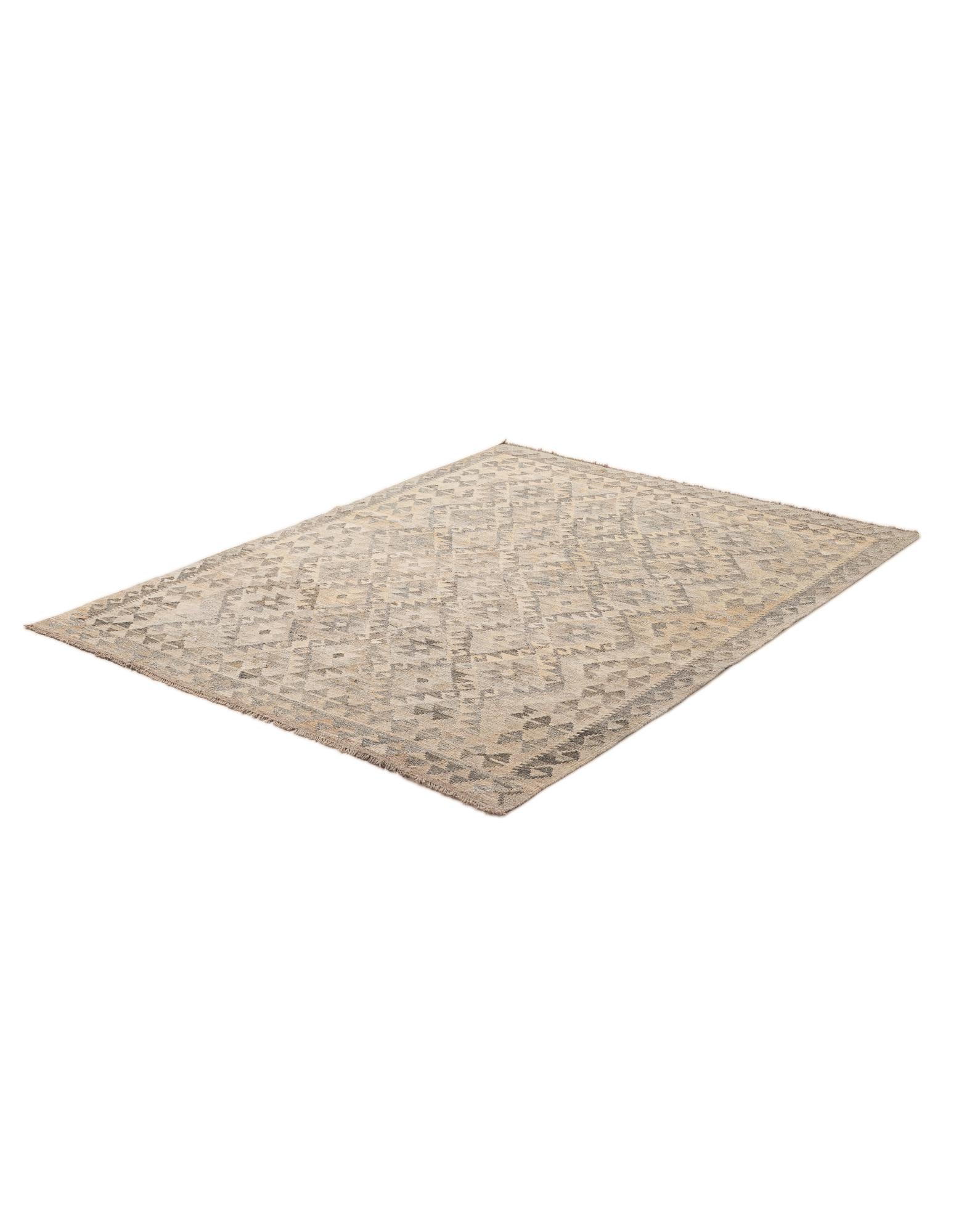 4' 10 x 6' 7 Hand Woven Kilim Maymana Wool Rug