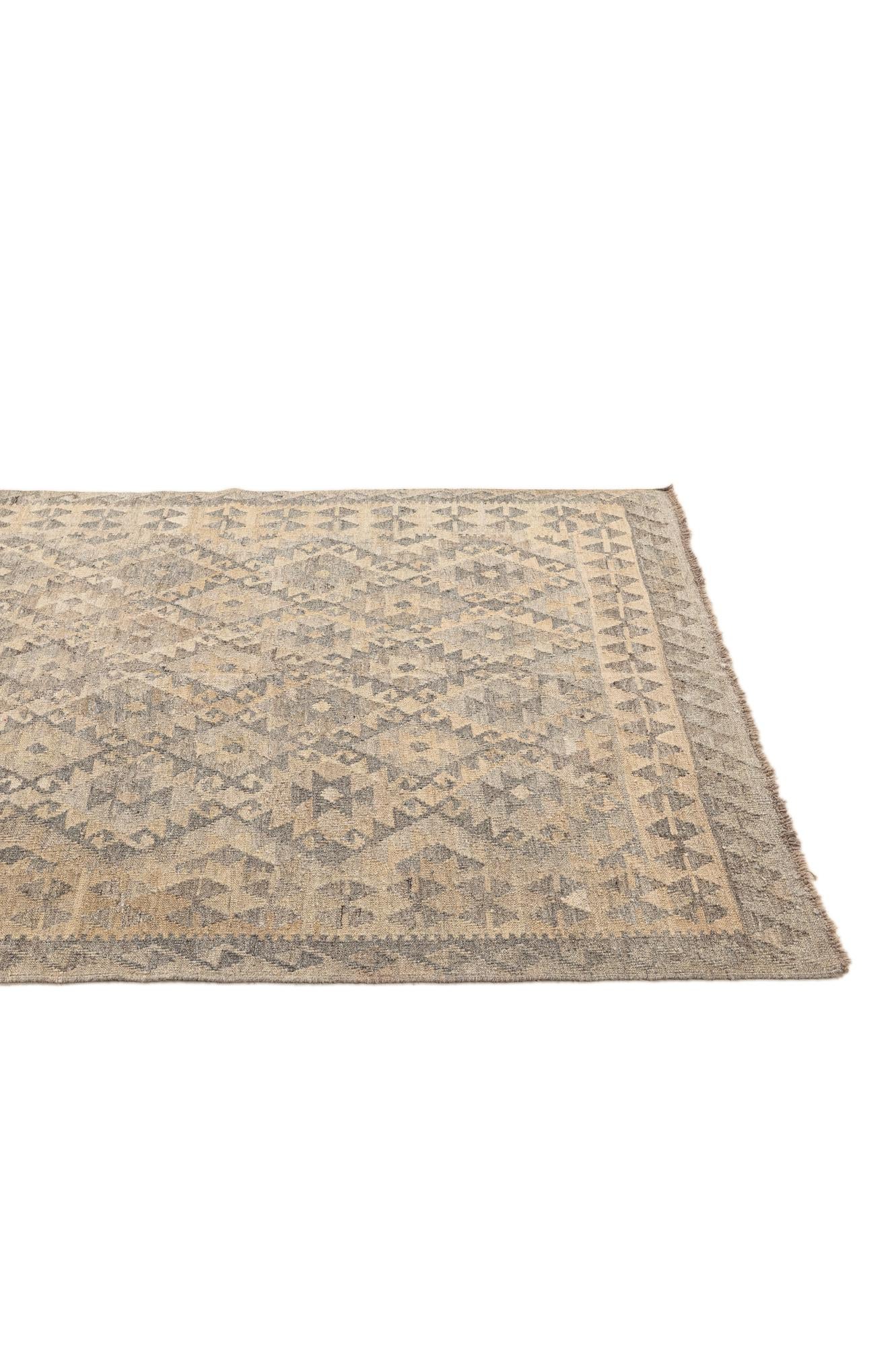 4' 10 x 6' 7 Hand Woven Kilim Maymana Wool Rug