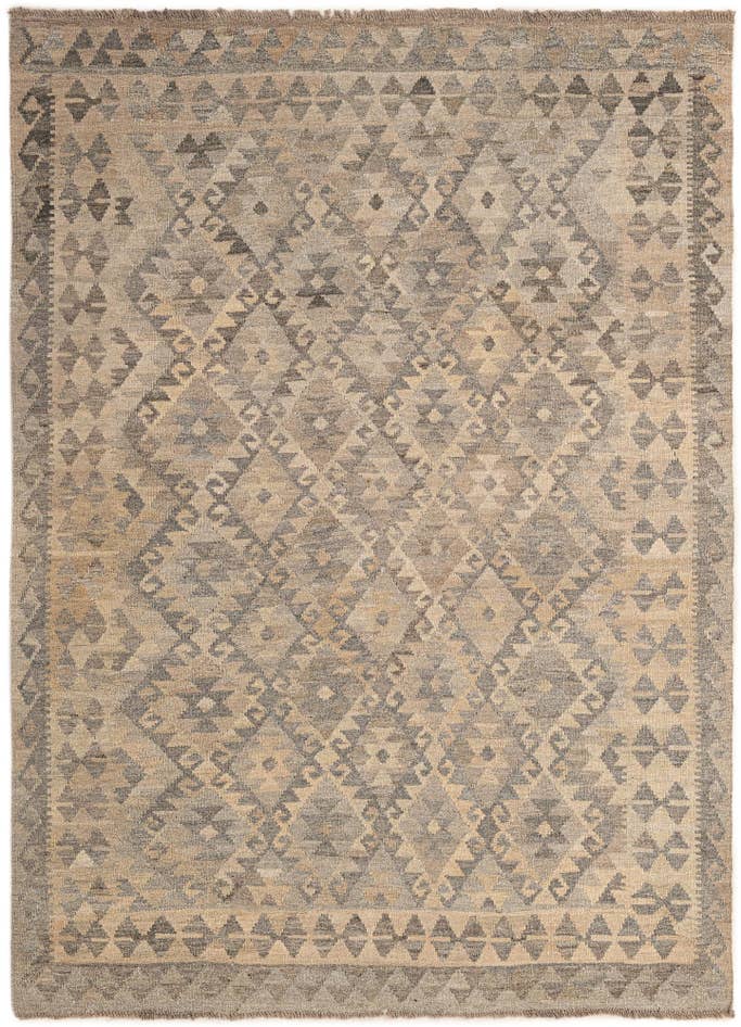 Detail image of 4' 10 x 6' 7 Hand Woven Kilim Maymana Wool Rug