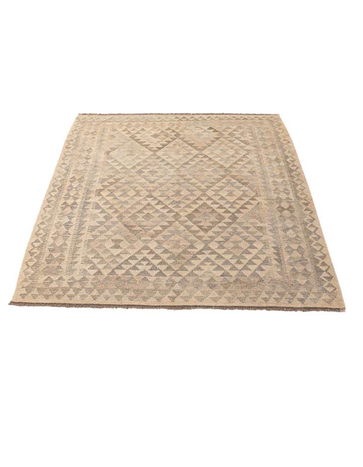 5' x 6' 5 Hand Woven Kilim Maymana Wool Rug