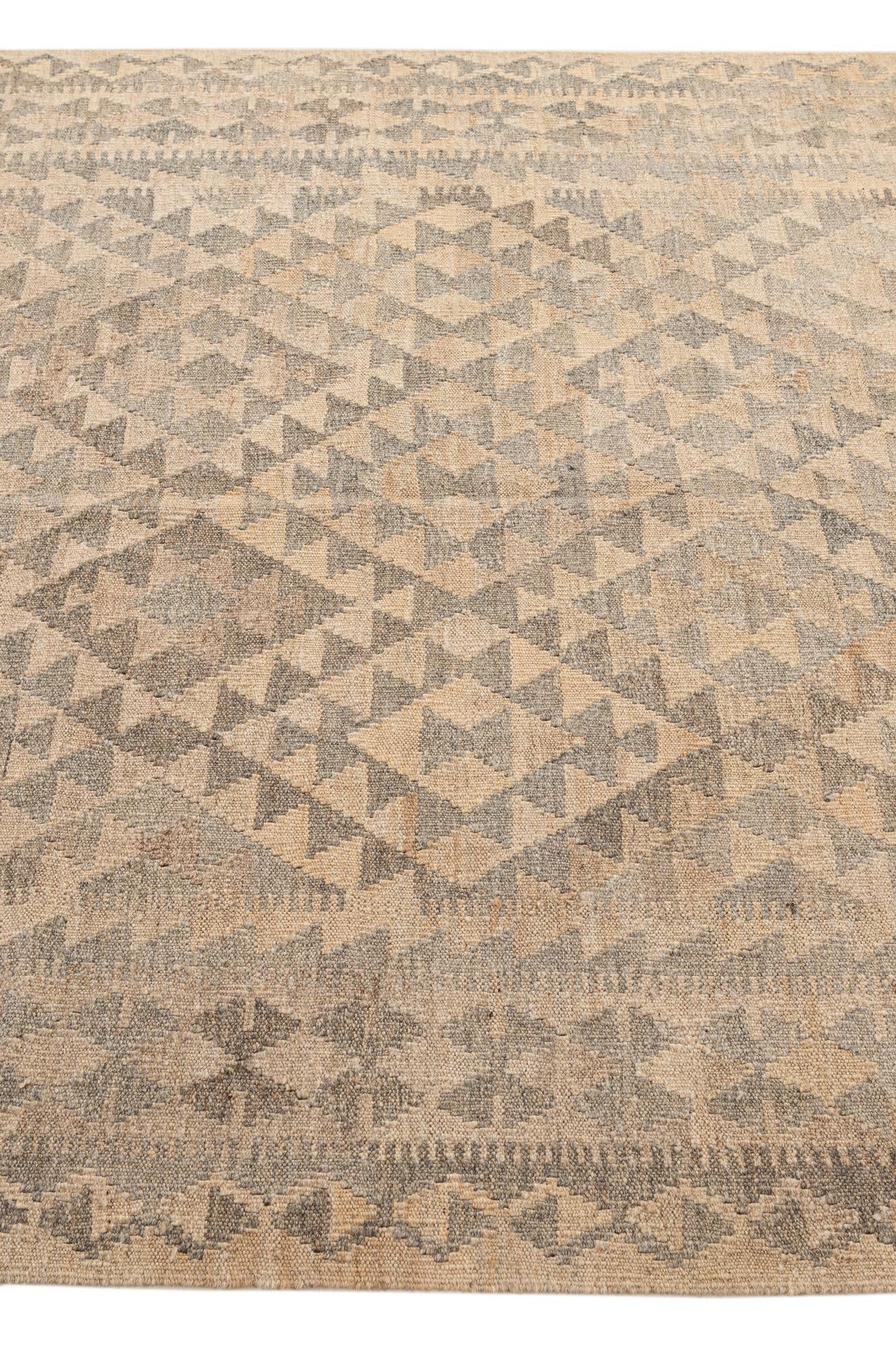 5' x 6' 5 Hand Woven Kilim Maymana Wool Rug