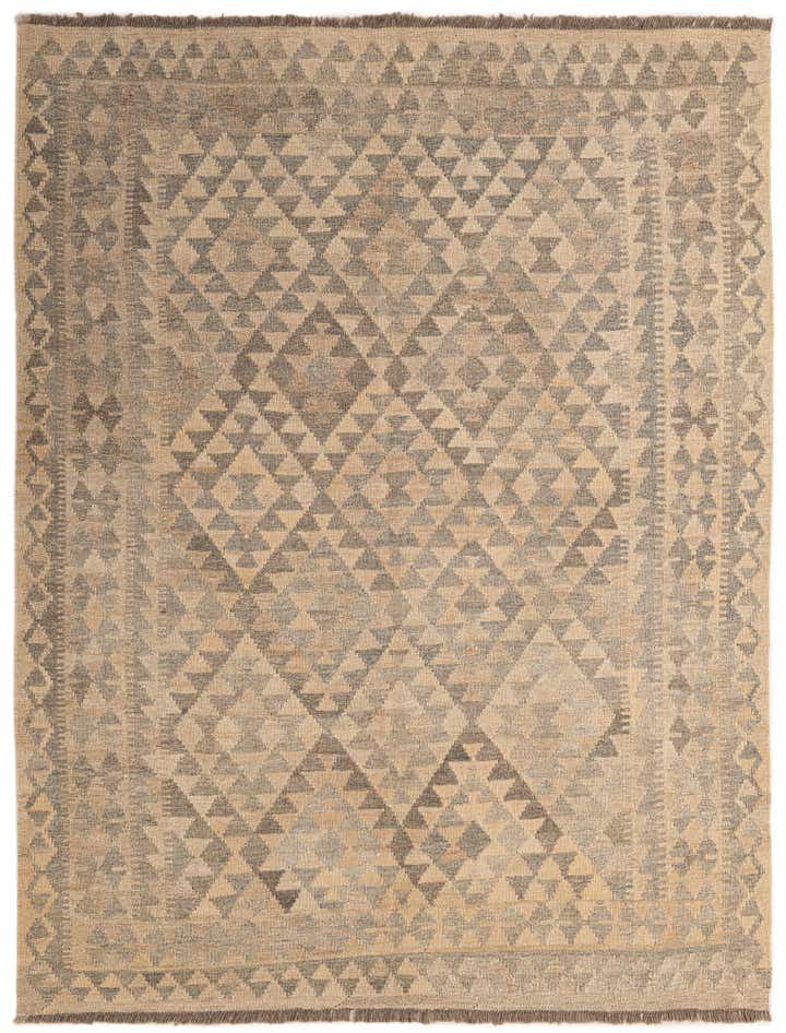 5' x 6' 5 Hand Woven Kilim Maymana Wool Rug