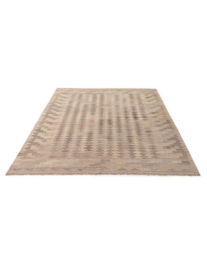 5' 1 x 6' 11 Hand Woven Kilim Maymana Wool Rug