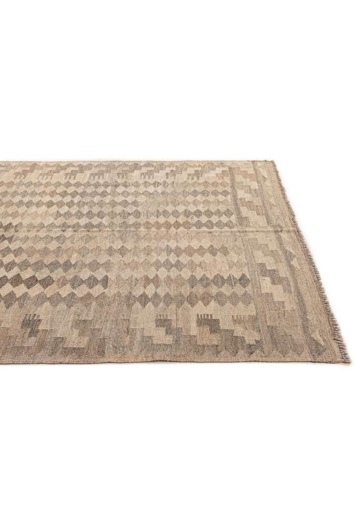 5' 1 x 6' 11 Hand Woven Kilim Maymana Wool Rug