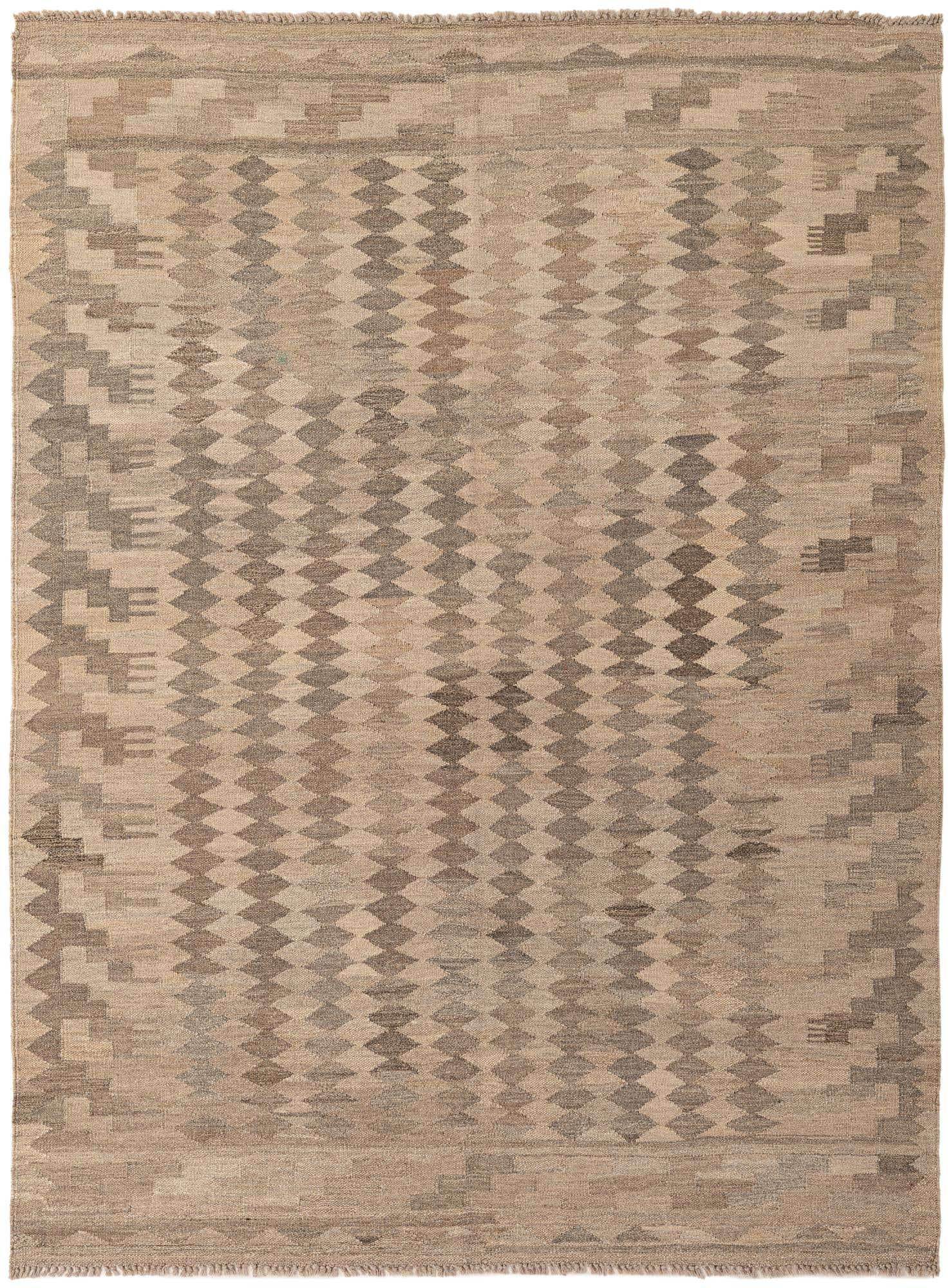 5' 1 x 6' 11 Hand Woven Kilim Maymana Wool Rug