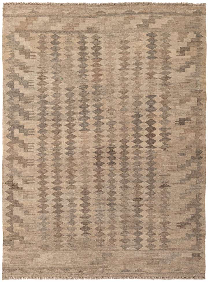 5' 1 x 6' 11 Hand Woven Kilim Maymana Wool Rug