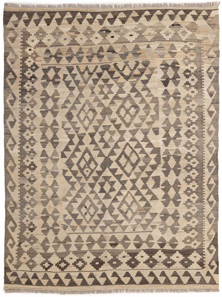 5' 1 x 6' 8 Hand Woven Kilim Maymana Wool Rug