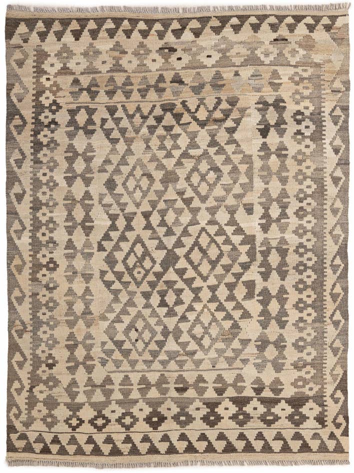 Detail image of 5' 1 x 6' 8 Hand Woven Kilim Maymana Wool Rug