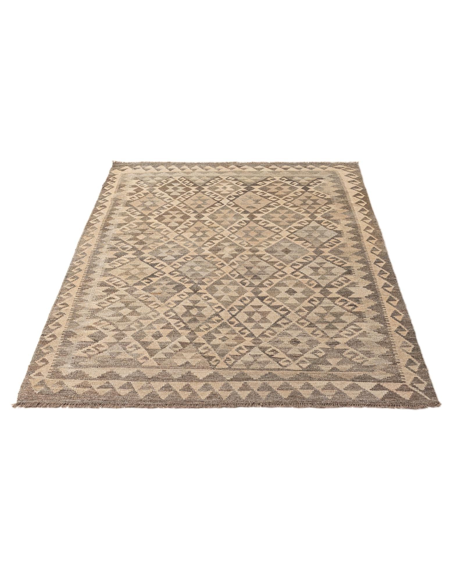 5' 3 x 7' 5 Hand Woven Kilim Maymana Wool Rug
