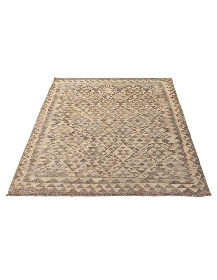 5' 3 x 7' 5 Hand Woven Kilim Maymana Wool Rug