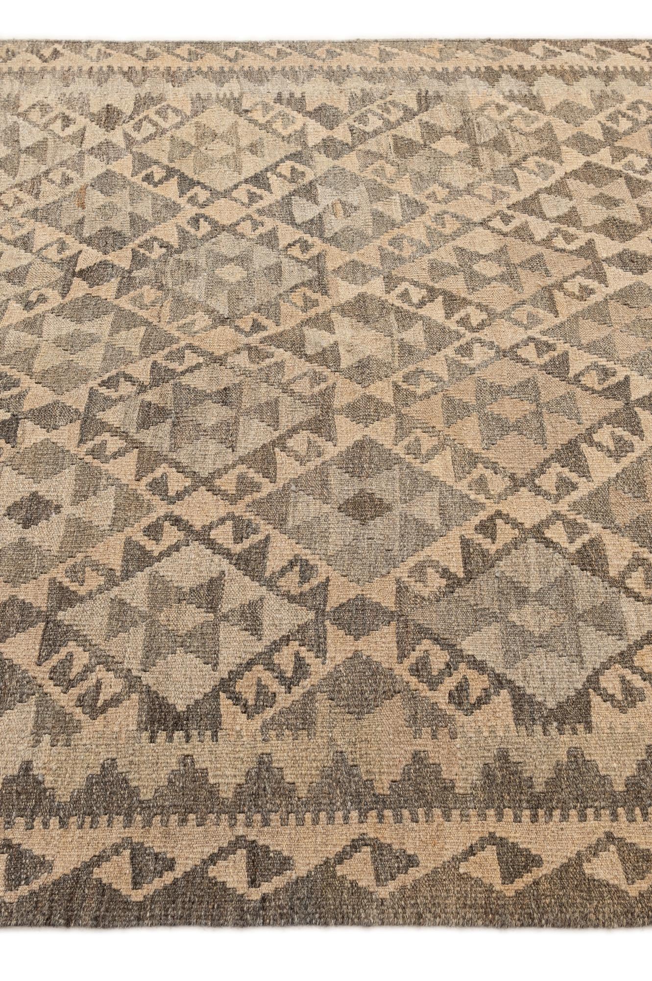5' 3 x 7' 5 Hand Woven Kilim Maymana Wool Rug