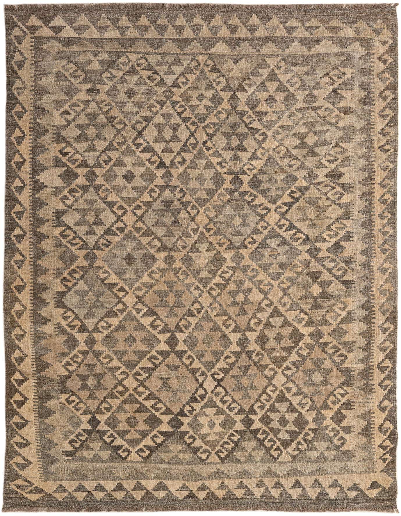 5' 3 x 7' 5 Hand Woven Kilim Maymana Wool Rug