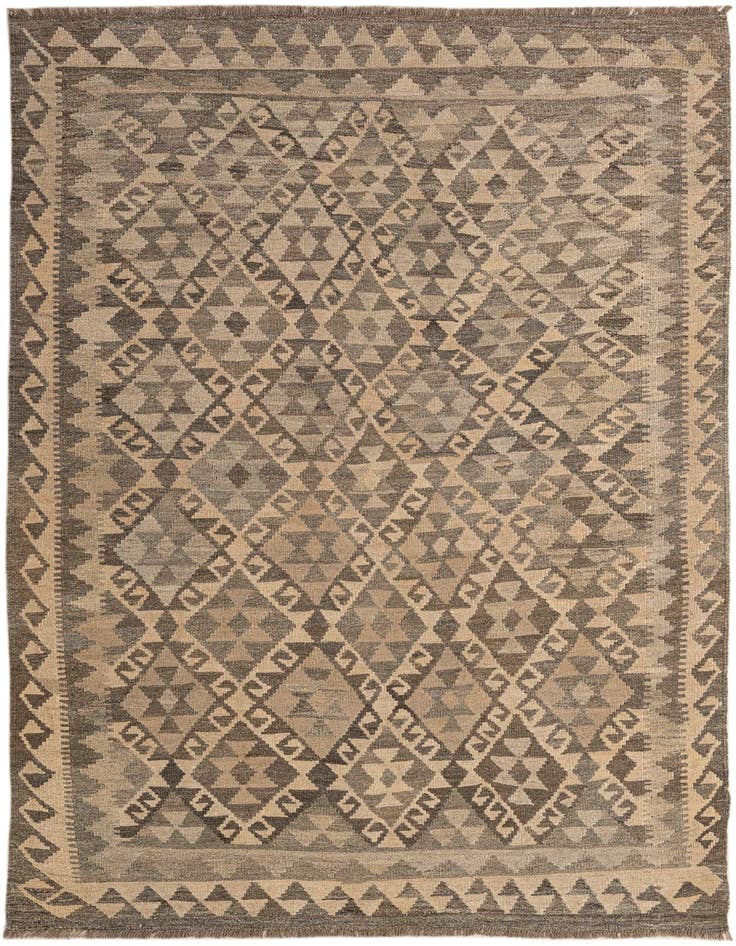Detail image of 5' 3 x 7' 5 Hand Woven Kilim Maymana Wool Rug