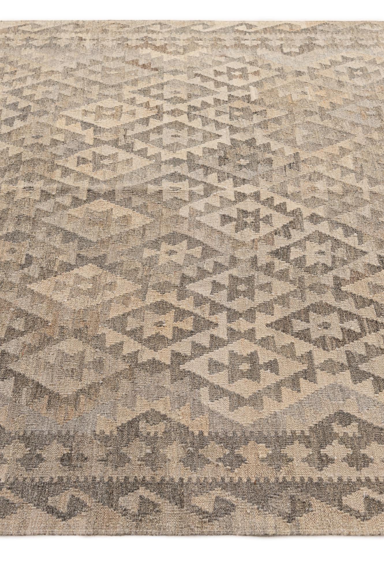 5' 9 x 7' Hand Woven Kilim Maymana Wool Rug