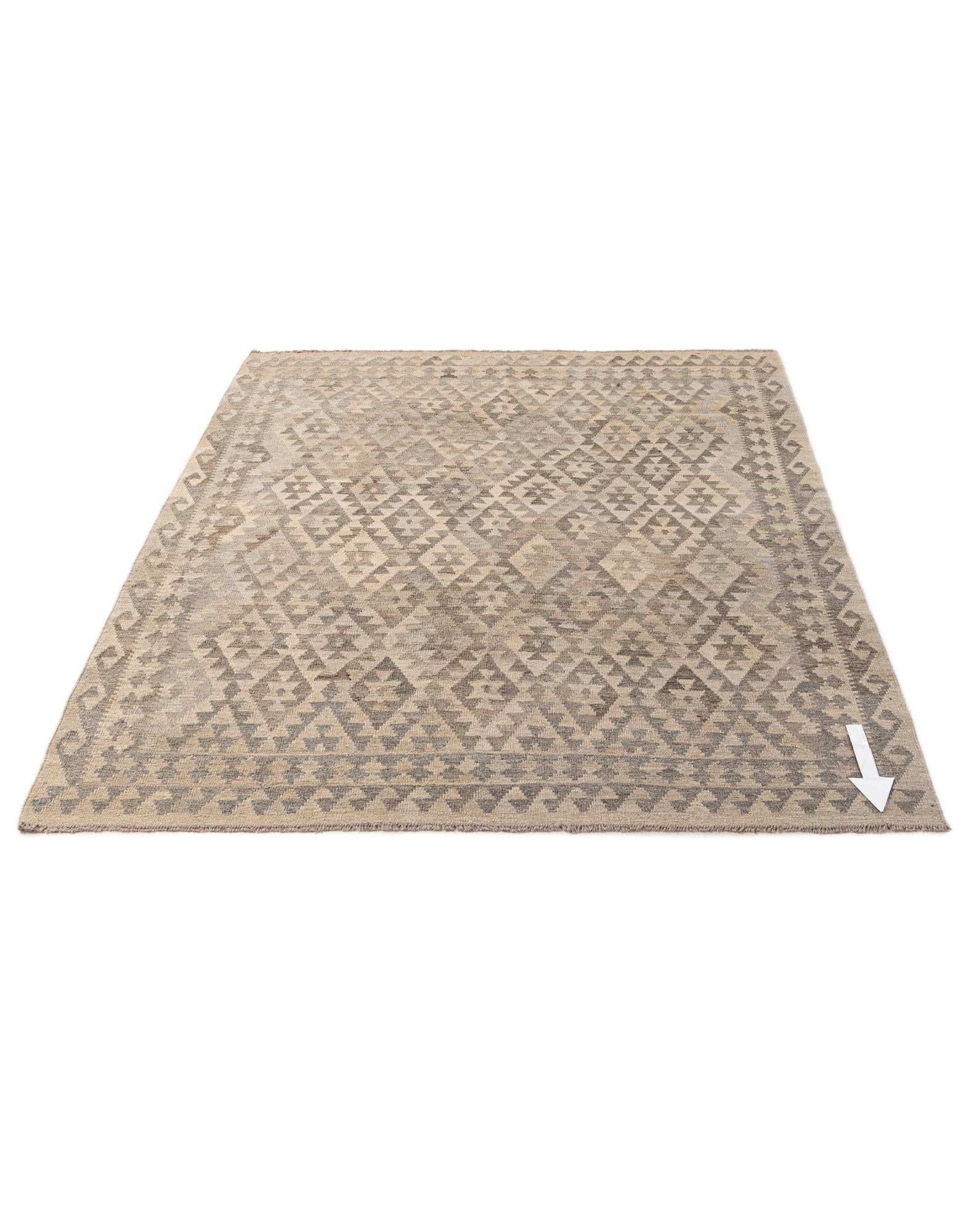 5' 9 x 7' Hand Woven Kilim Maymana Wool Rug