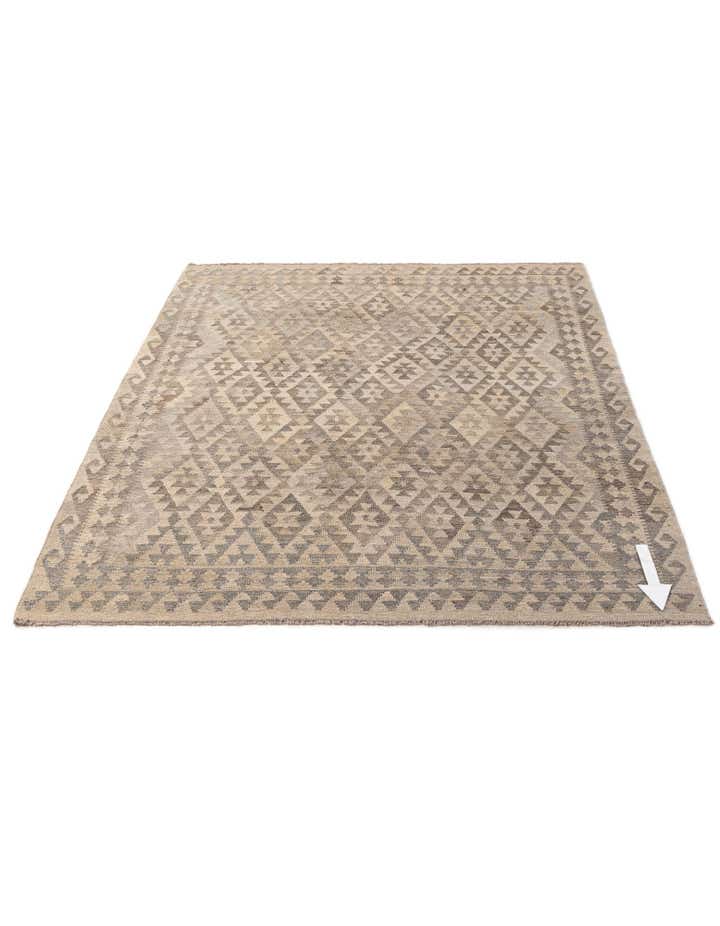 5' 9 x 7' Hand Woven Kilim Maymana Wool Rug