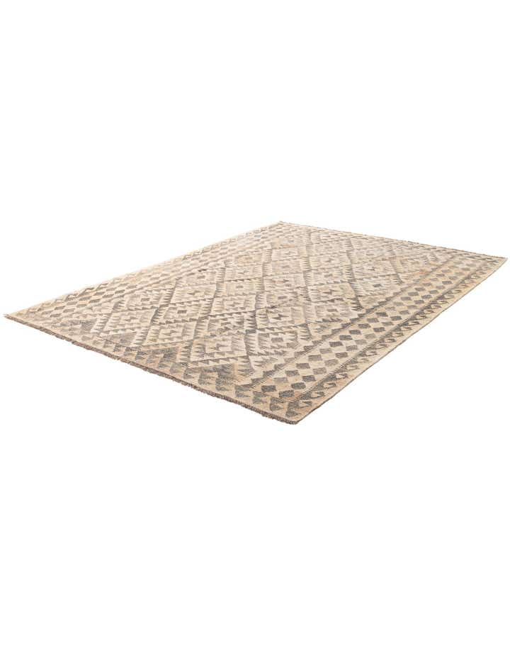 5' 10 x 7' 11 Hand Woven Kilim Maymana Wool Rug
