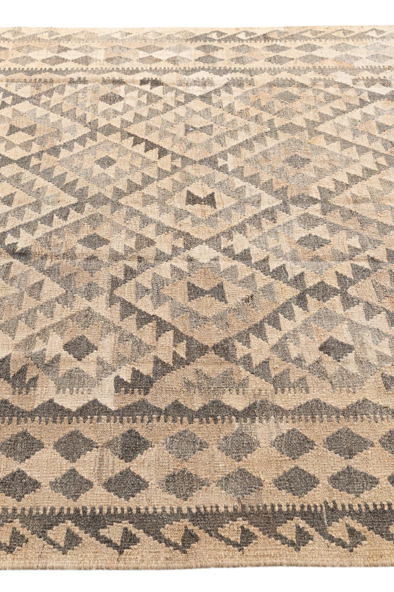 5' 10 x 7' 11 Hand Woven Kilim Maymana Wool Rug