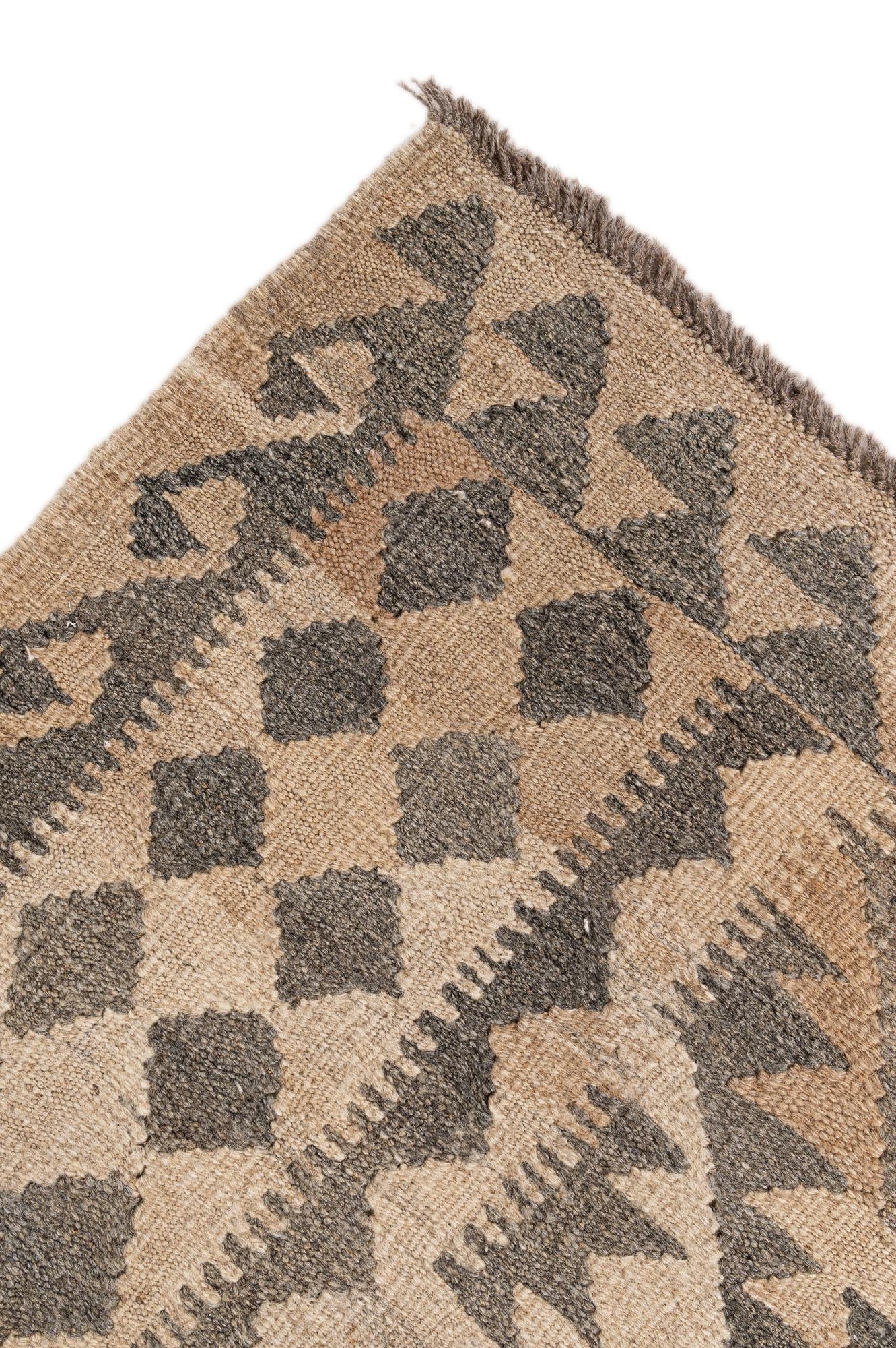 5' 10 x 7' 11 Hand Woven Kilim Maymana Wool Rug